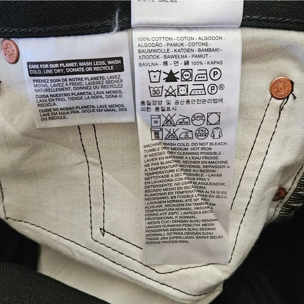 Levi's 501 Original Fit Straight Leg Men's Black Denim Jeans 34W x 34L